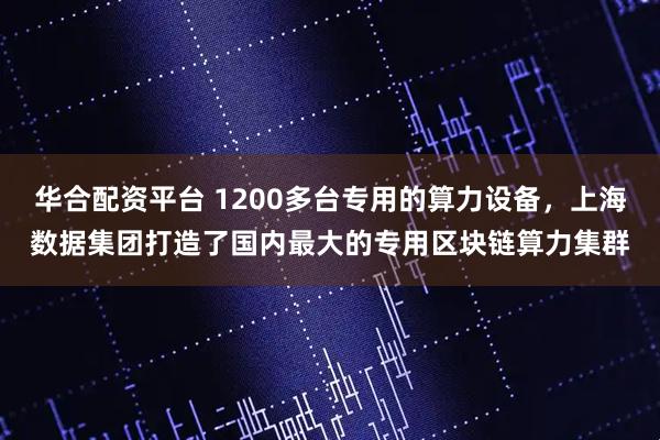 华合配资平台 1200多台专用的算力设备，上海数据集团打造了国内最大的专用区块链算力集群